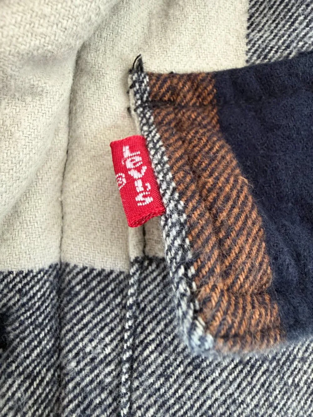 LEVI'S Plaid Cotton Sherpa Lined Hoodie Jacket Mens Small